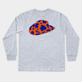 Dark Orange and Blue cowboy hat Kids Long Sleeve T-Shirt